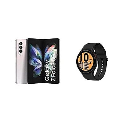 Samsung Galaxy Z Fold3 5G (Phantom Silver, 12GB RAM, 256GB Storage) + Galaxy Watch4 Bluetooth